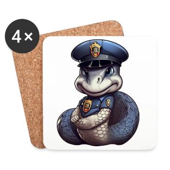 Police Snake - Coasters (set of 4) - white - Front