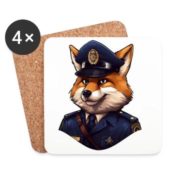 Fox Policeman - Coasters (set of 4) - white - Front