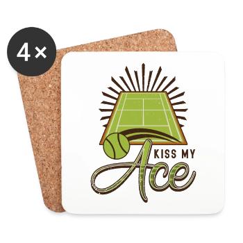 Tennis Lover, Kiss My Ass, Funny Tennis - Coasters (set of 4) - white - Front