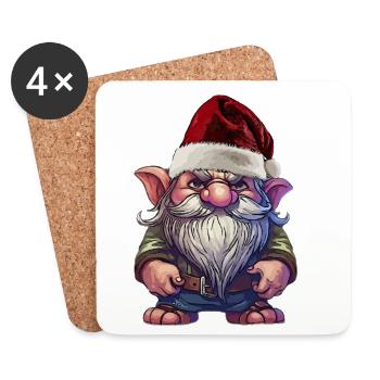 Christmas gnome insulted with gnome - Coasters (set of 4) - white - Front