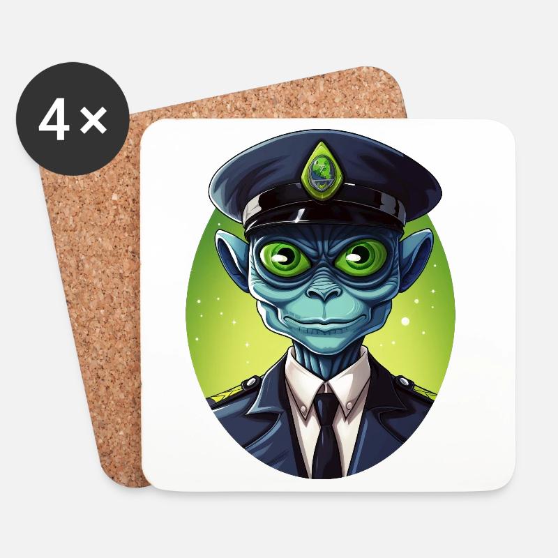Alien Cop - Coasters (set of 4) - white