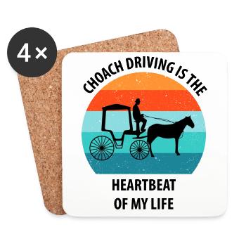 Calèche de cocher Calèche tirée par des chevaux Calèche - Dessous de verre (lot de 4) - blanc - Devant