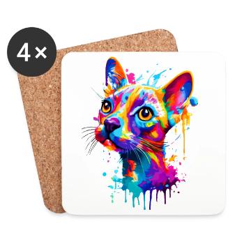 Cat Colorful - Colorful Cat - Sphynx Cat - Coasters (set of 4) - white - Front