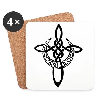 Black Lunar Cross - Coasters (set of 4) - white - Front