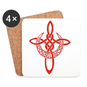 Red Lunar Cross - Coasters (set of 4) - white - Front