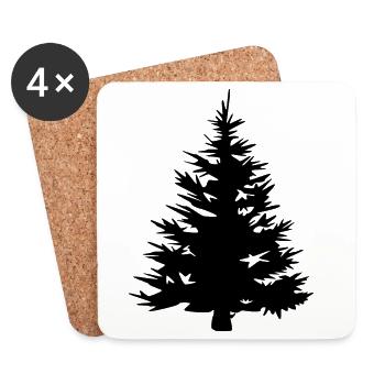 Icône de sapin de Noël icône sapin illustration graphique - Dessous de verre (lot de 4) - blanc - Devant