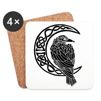 The Black Raven and the Moon - Coasters (set of 4) - white - Front
