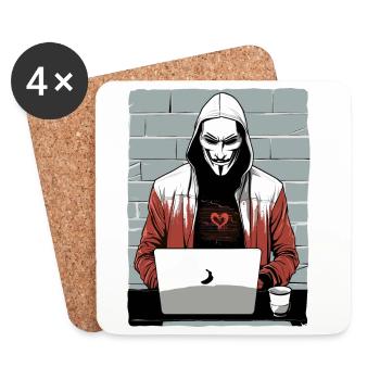 Anonymous Hacker - Coasters (set of 4) - white - Front