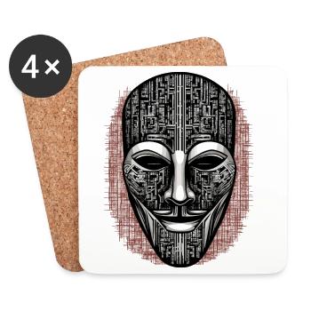 Anonymous Hacker Mask - Coasters (set of 4) - white - Front