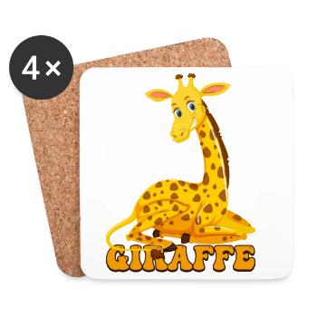 Girafe dessin animé Cheer - Dessous de verre (lot de 4) - blanc - Devant