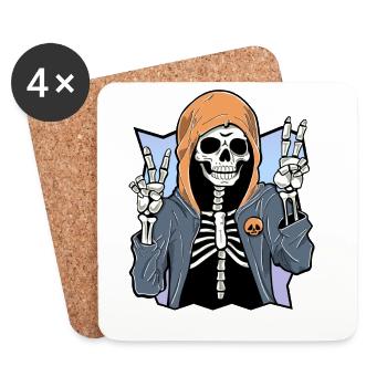 Skeleton with Hoodie - Untersetzer (4er-Set) - Weiß - Vorne