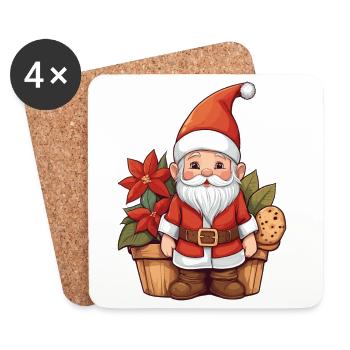 Weihnachts Wichtel - Untersetzer (4er-Set) - Weiß - Vorne