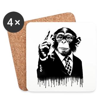 Teacher. Monkey Life Affenleben - Coasters (set of 4) - white - Front