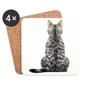 Ägyptische Mau-Katze - Untersetzer (4er-Set) - Weiß - Vorne
