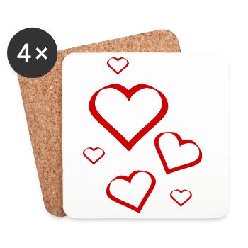 coeur rouge coeur rouge coeur rouge cadeau - Dessous de verre (lot de 4) - blanc - Devant