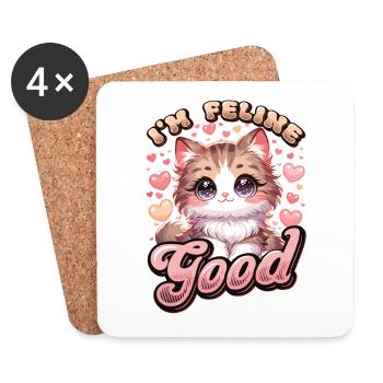Funny Cat Lady, Cat Mom - Coasters (set of 4) - white - Front