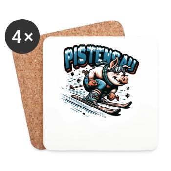 Skier Pig Pistensau Après-ski - Coasters (set of 4) - white - Front