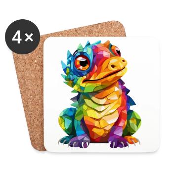 dragon coloré - Dessous de verre (lot de 4) - blanc - Devant