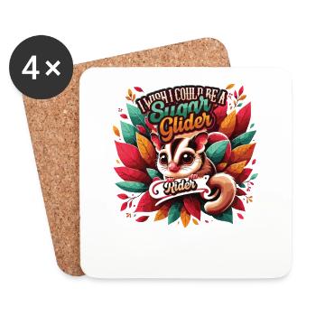 Australian Sugar Glider Short-headed Gliders - Coasters (set of 4) - white - Front