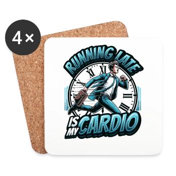 Courir en retard Humour Sarcasme Toujours en retard - Dessous de verre (lot de 4) - blanc - Devant