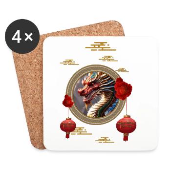 Frohes neues Jahr des chinesischen Drachen - Untersetzer (4er-Set) - Weiß - Vorne