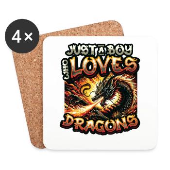 Just A Boy Who Loves Dragons - Boys Dragons - Coasters (set of 4) - white - Front