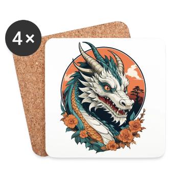 Chinese Dragon - Coasters (set of 4) - white - Front