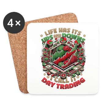 Stock Market Trading Chart - Funny Day Trader - Coasters (set of 4) - white - Front