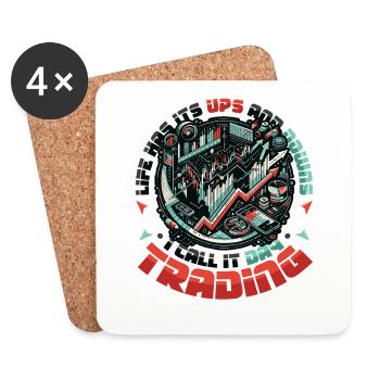Graphique de trading boursier - Funny Day Trader - Dessous de verre (lot de 4) - blanc - Devant