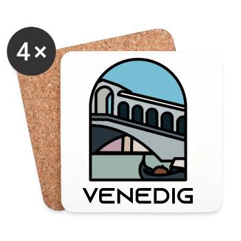 Venise - Pont du Rialto - Dessous de verre (lot de 4) - blanc - Devant