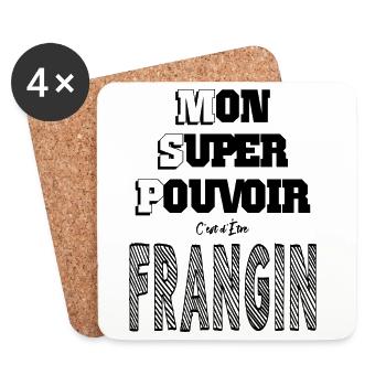 Mon Super Pouvoir Etre Frangin Frère - Dessous de verre (lot de 4) - blanc - Devant