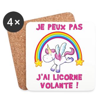 Je peux pas j'ai Licorne volante ! - Dessous de verre (lot de 4) - blanc - Devant