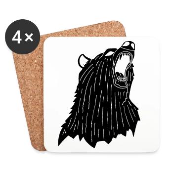 Ours noir en colère - Dessous de verre (lot de 4) - blanc - Devant