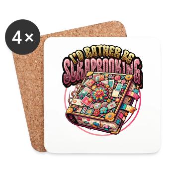 Girl Scrapbooking Enthusiast Scrapbook - Coasters (set of 4) - white - Front