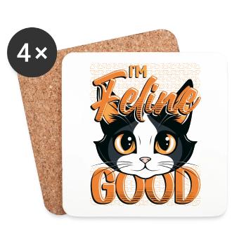 Funny Cat Lady, Cat Mom - Coasters (set of 4) - white - Front