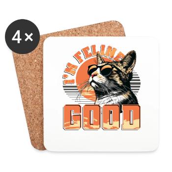 Drôle De Chat Dame, Chat Maman - Dessous de verre (lot de 4) - blanc - Devant