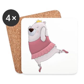 Tanzbär – Niedliches Ballett-Design 🐻💃👑 - Untersetzer (4er-Set) - Weiß - Vorne