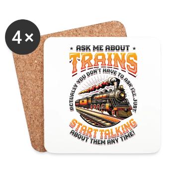 Trainspotting Train Lovers Trains - Coasters (set of 4) - white - Front