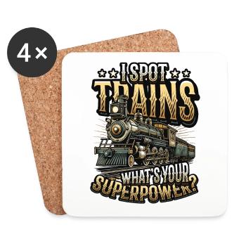 Trainspotting Train Lovers Trains - Coasters (set of 4) - white - Front