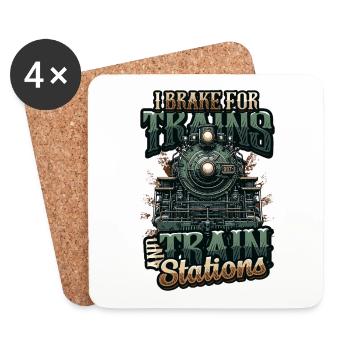 Trainspotting Train Lovers Trains - Coasters (set of 4) - white - Front