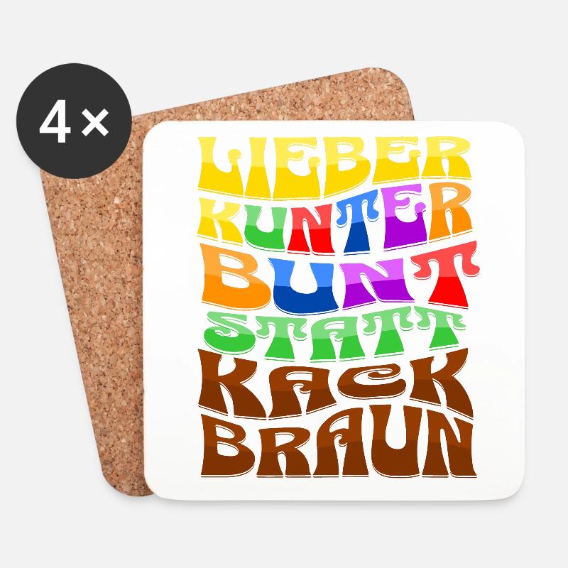 lieber kunterbunt statt kackbraun - Untersetzer (4er-Set) - Weiß