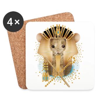 Mouse with Egyptian Pharaoh Mask - Coasters (set of 4) - white - Front