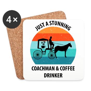 Kutscher Kutsche Pferdekutscher Kaffee - Untersetzer (4er-Set) - Weiß - Vorne