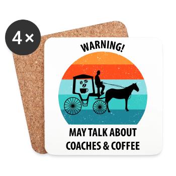 Kutscher Kutsche Pferdekutscher Kaffee - Untersetzer (4er-Set) - Weiß - Vorne