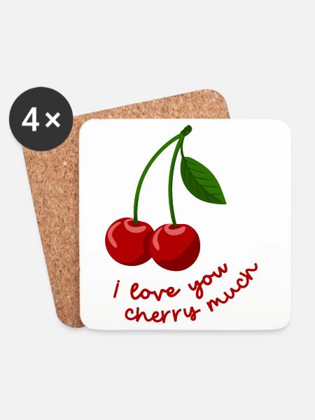 I love you cherry much - love you very much 2403-2 - Untersetzer (4er-Set) - Weiß