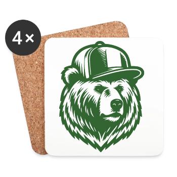 Grizzly froid (vert) - Dessous de verre (lot de 4) - blanc - Devant