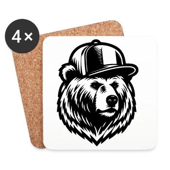 Cool Grizzly (Noir) - Dessous de verre (lot de 4) - blanc - Devant