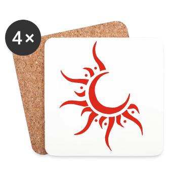 Red Sun and Moon - Coasters (set of 4) - white - Front