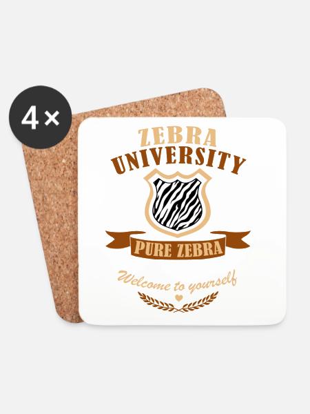 Zebra-Diplom - Untersetzer (4er-Set) - Weiß