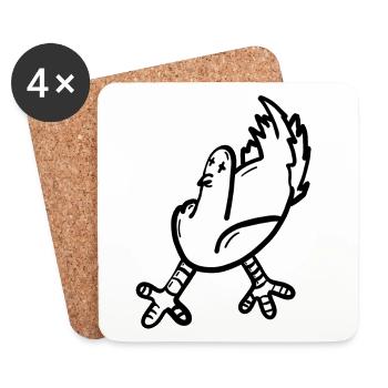 Expressive cartoon chicken print - Coasters (set of 4) - white - Front